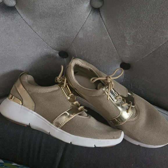 Michael Kors Shoes Michael Kors Gold And Tan Sneakers Sleek